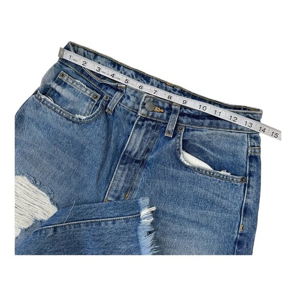 CARMAR Women SZ 26 Distressed Denim Jean High Rise-Straight leg-Raw Hem- Blue - Picture 6 of 10